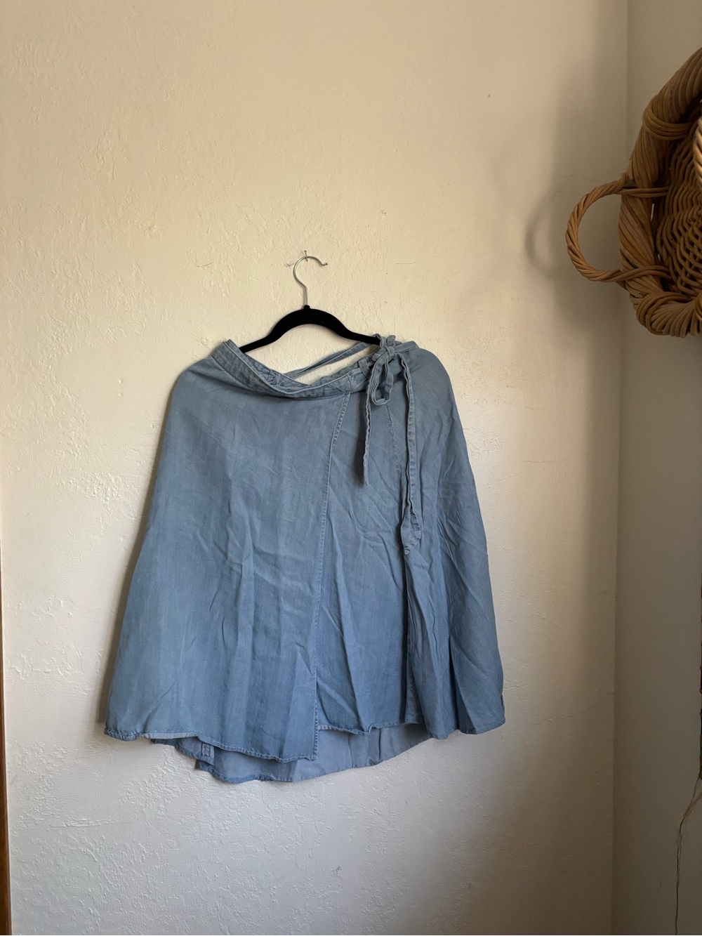 Vintage Chaps Light Blue Wrap A-Line Skirt with Side Tie